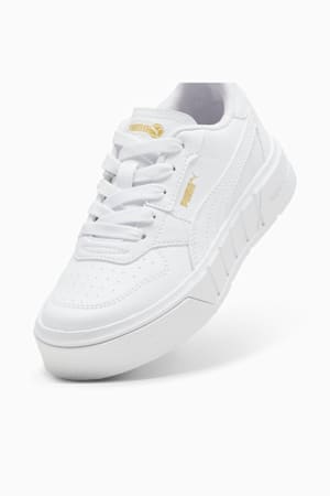 PUMA Cali Court Kids' Leather Sneakers, PUMA White-PUMA Gold, extralarge-GBR