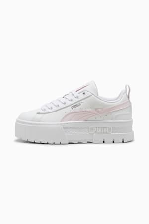 Mayze Leather Piping Youth Sneakers, PUMA White-Whisp Of Pink-Dewdrop, extralarge-GBR