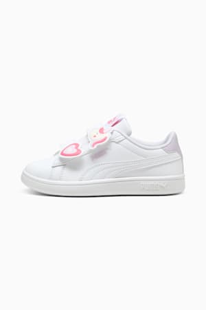 PUMA Smash 3.0 Badges Kids' Sneakers, PUMA White-Magic Rose-Lilac Frost, extralarge-GBR