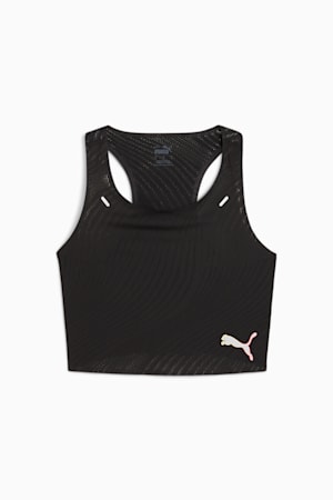 RUN ULTRASPUN Women's Running Crop Top, PUMA Black-Fireglow, extralarge-GBR