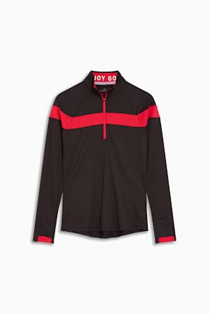 Women's Golf Lightweight Quarter-Zip, PUMA Black-Strong Red, extralarge-GBR