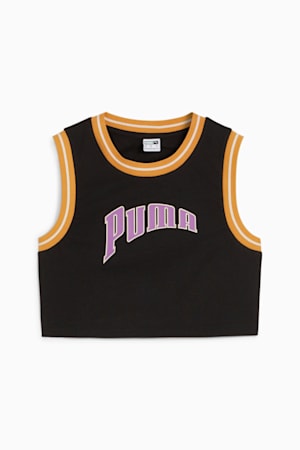 PUMA TEAM Women's Graphic Crop Top, PUMA Black, extralarge-GBR