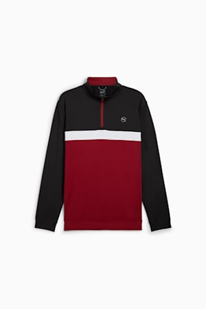 Pure Colourblock Men's Golf Quarter-Zip, PUMA Black-Intense Red, extralarge-GBR