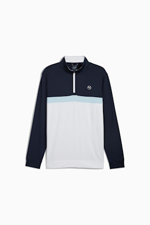 Pure Colourblock Men's Golf Quarter-Zip, Deep Navy-White Glow, extralarge-GBR