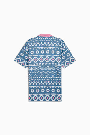 Fair Isle Print Golf Polo Men, Blue Horizon-White Glow, extralarge-GBR