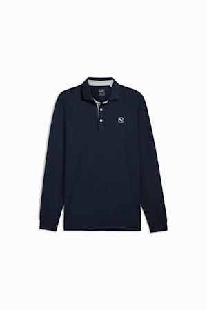 CLOUDSPUN Long Sleeve Mid-weight Golf Polo Men, Deep Navy-Ash Gray, extralarge-GBR