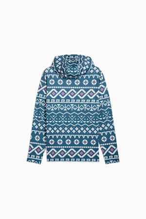 Fair Isle Golf Hoodie Men, Blue Horizon-White Glow, extralarge-GBR