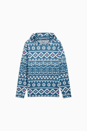 Fair Isle Golf Hoodie Men, Blue Horizon-White Glow, extralarge-GBR