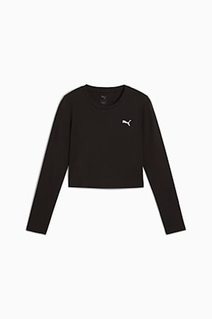 WARDROBE ESS Longsleeve Baby Tee Women, PUMA Black, extralarge-GBR