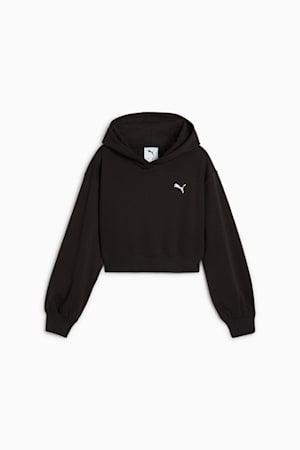 WARDROBE ESS Short Length Hoodie Youth, PUMA Black, extralarge-GBR