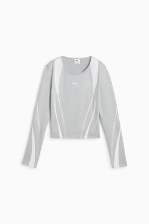 DARE TO Graphic Long Sleeve Tee Women, Flat Light Gray, extralarge-GBR