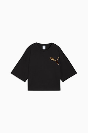 LEO LUXE Oversized Short Tee Women, PUMA Black, extralarge-GBR