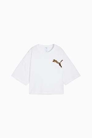 LEO LUXE Oversized Short Tee Women, PUMA White, extralarge-GBR