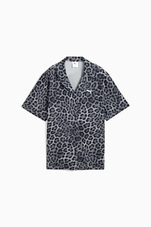 LEO LUXE Relaxed All-Over Print Woven Shirt Women, PUMA Black, extralarge-GBR