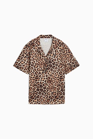 LEO LUXE Relaxed All-Over Print Woven Shirt Women, Alpine Snow, extralarge-GBR