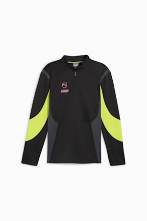 KING Pro Men's Football Quarter-zip Top, PUMA Black-Electric Lime, extralarge-GBR