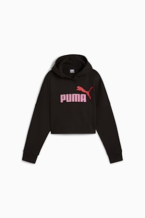 Essentials Logo Cropped Hoodie Youth, PUMA Black, extralarge-GBR