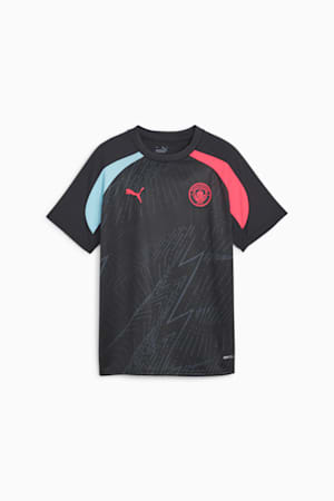 Manchester City F.C. Pre-match Short Sleeve Jersey Youth, Dark Navy-Hero Blue-Sunset Glow, extralarge-GBR
