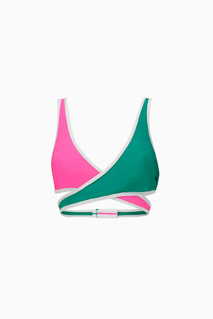 PUMA Women's Short Swim Top, Green / Pink, extralarge-GBR