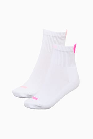 PUMA Women's Heart Short Crew Socks 2 pack, white / pink, extralarge-GBR