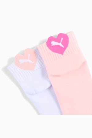 Cushioned Heart Logo Quarter Socks Youth (2-pack), pink / white, extralarge-GBR