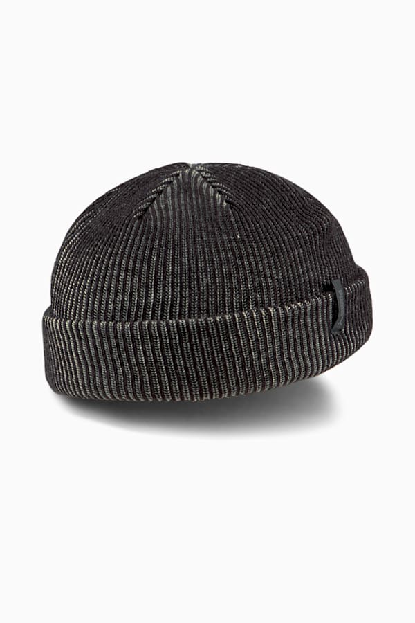 Ribbed Fisherman Beanie, Puma Black-Medium Gray Heather, extralarge