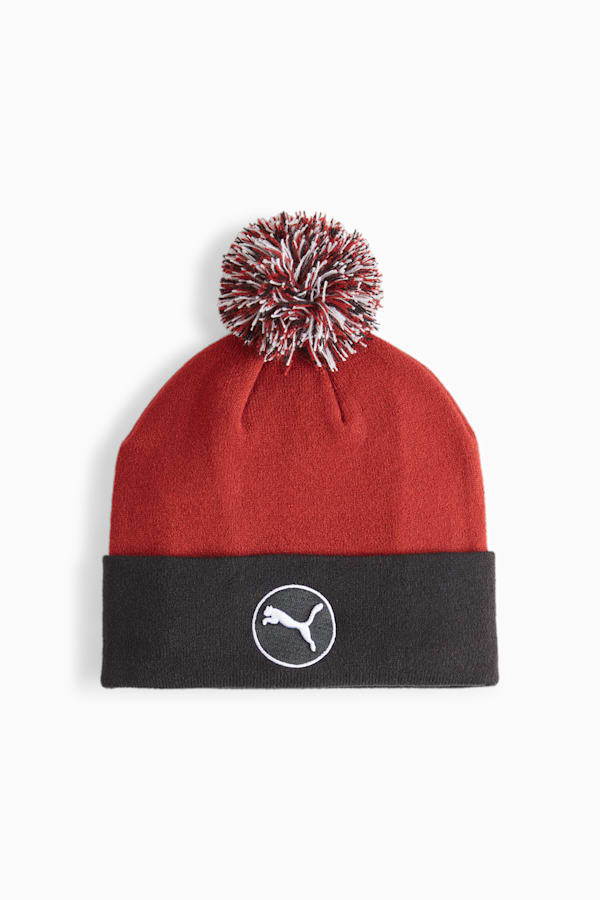 WRMLBL Men's Golf Removable Pom Beanie, Intense Red-PUMA Black, extralarge-GBR