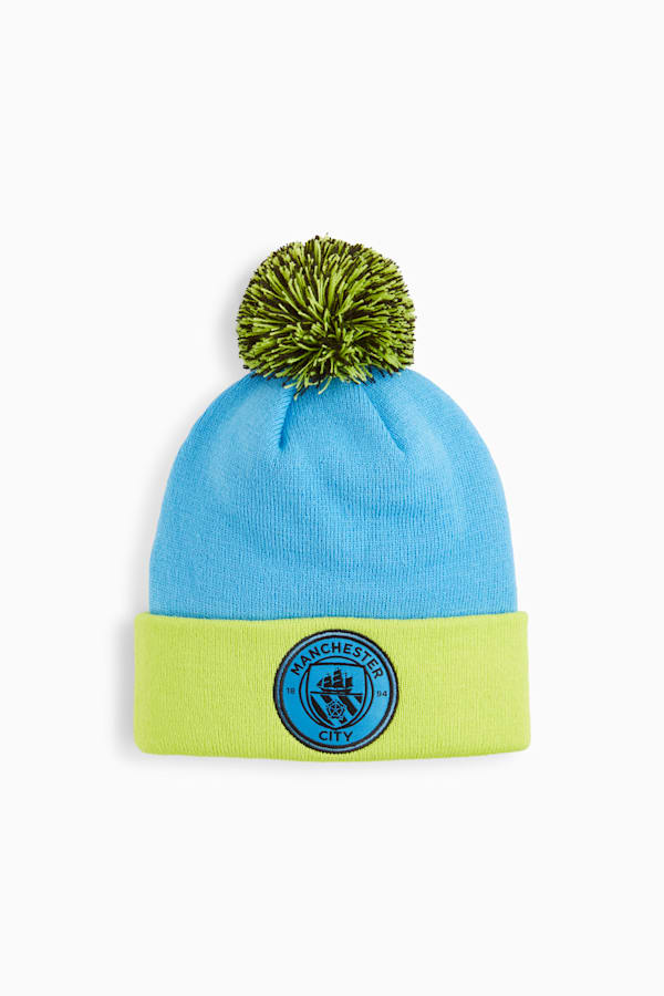 Manchester City Pom Pom Beanie Youth, Magic Blue-Yellow Glow, extralarge