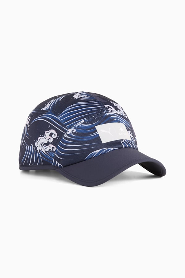 PUMA X SAYSKY Running 5 Panel Cap Unisex, New Navy-Feather Gray-AOP, extralarge