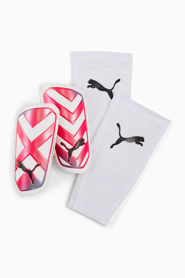 ULTRA Twist Sleeve Football Shin Guards, PUMA White-Ultra Blue-Fire Orchid, extralarge
