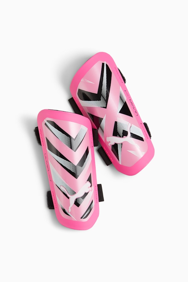 ULTRA Light Strap Football Shin Guards, Poison Pink-PUMA White-PUMA Black, extralarge