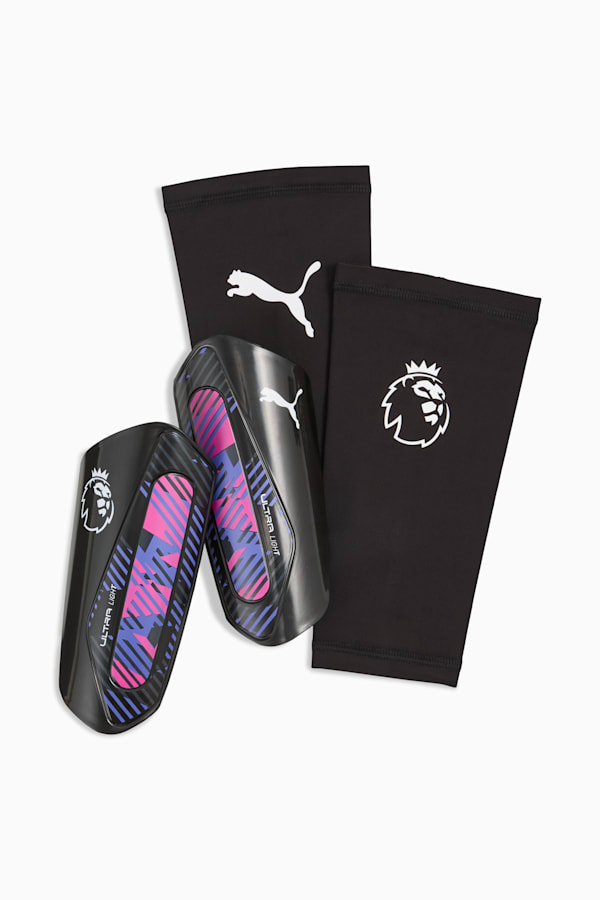 PUMA Premier League ULTRA Light Football Sleeve Shinguards, PUMA Black-PUMA White, extralarge-GBR