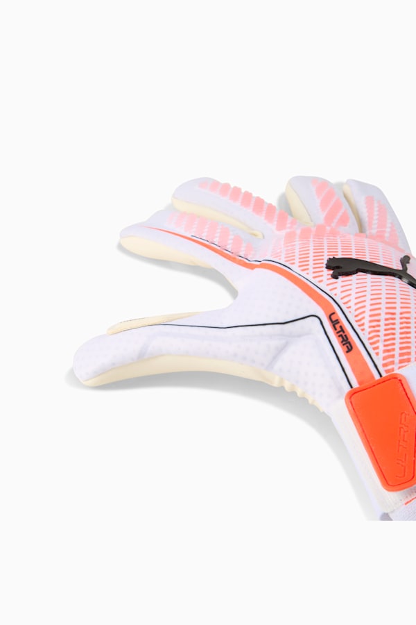 ULTRA ULTIMATE Hybrid Goalkeeper Gloves, PUMA White-Glowing Red-PUMA Black, extralarge