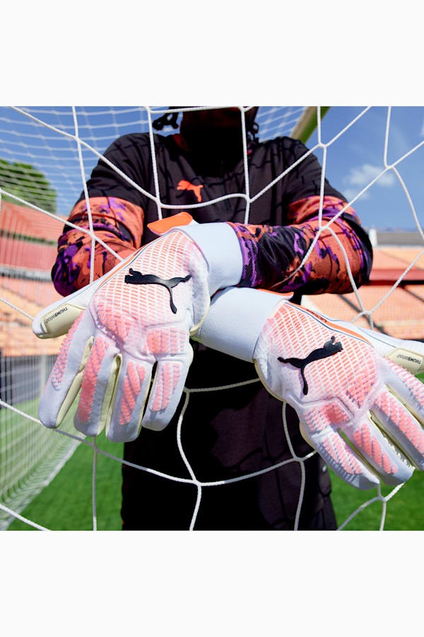 ULTRA ULTIMATE Hybrid Goalkeeper Gloves, PUMA White-Glowing Red-PUMA Black, extralarge