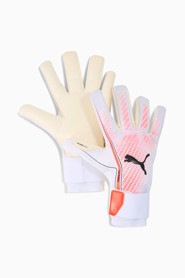 ULTRA ULTIMATE Hybrid Goalkeeper Gloves, PUMA White-Glowing Red-PUMA Black, extralarge