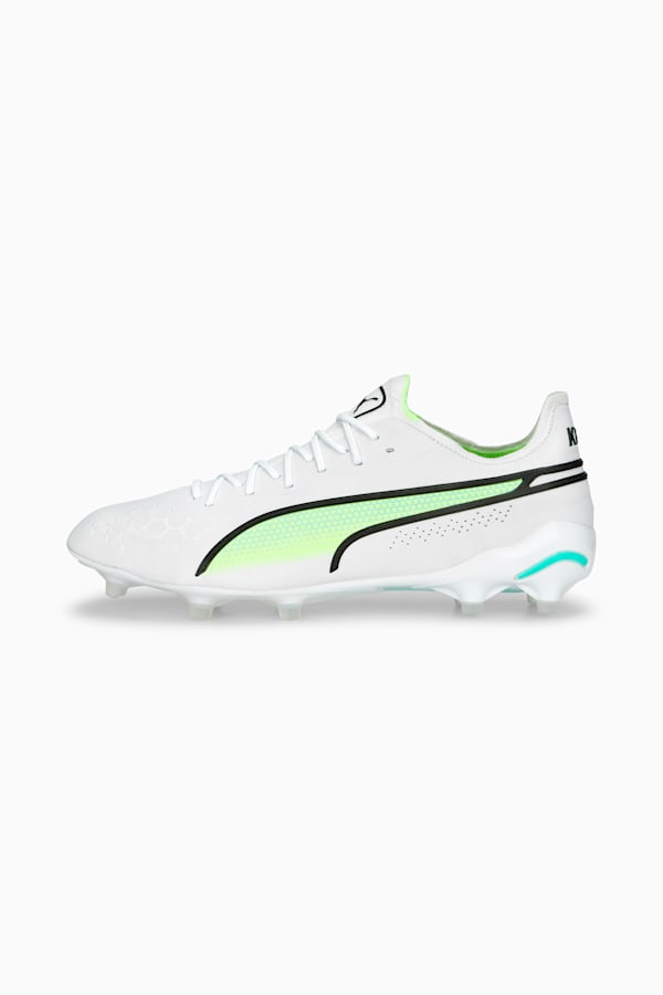 KING ULTIMATE FG/AG Football Boots Unisex, PUMA White-PUMA Black-Fast Yellow-Electric Peppermint, extralarge
