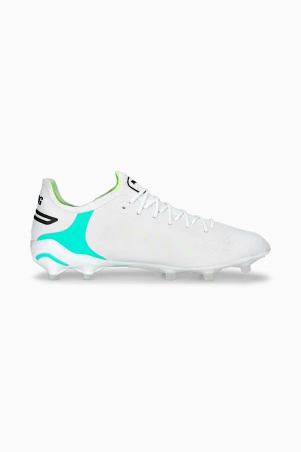 KING ULTIMATE FG/AG Football Boots, PUMA White-PUMA Black-Fast Yellow-Electric Peppermint, extralarge