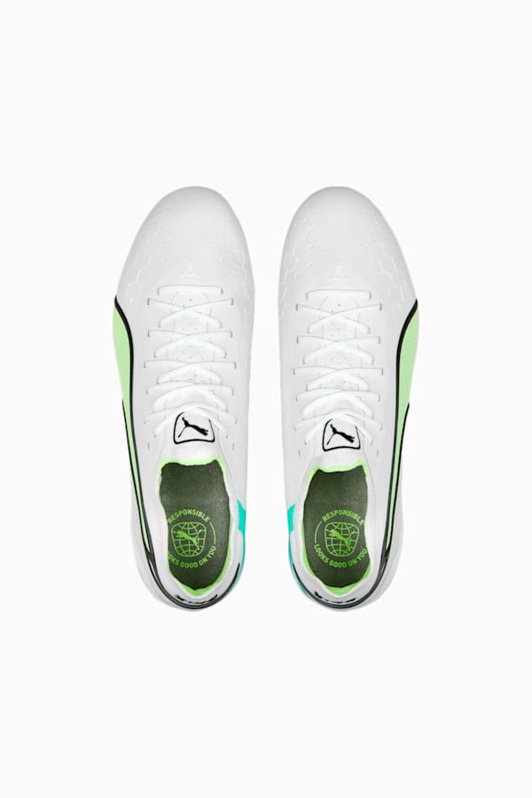 KING ULTIMATE FG/AG Football Boots, PUMA White-PUMA Black-Fast Yellow-Electric Peppermint, extralarge