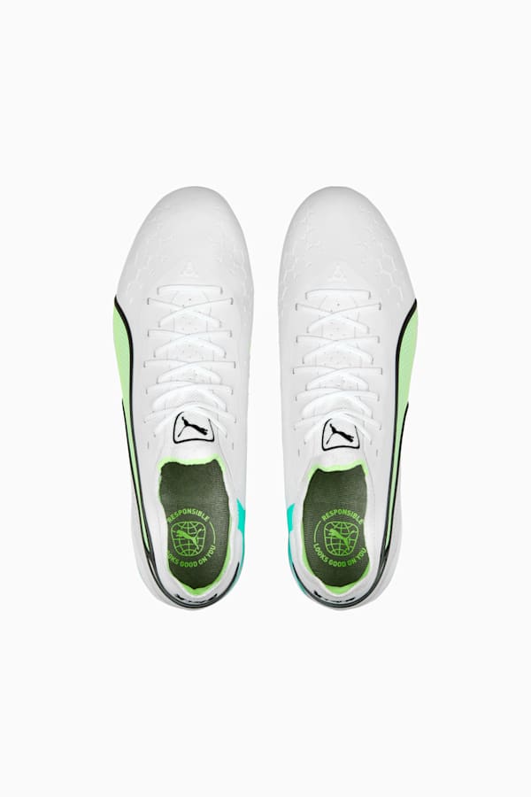 KING ULTIMATE FG/AG Football Boots Unisex, PUMA White-PUMA Black-Fast Yellow-Electric Peppermint, extralarge