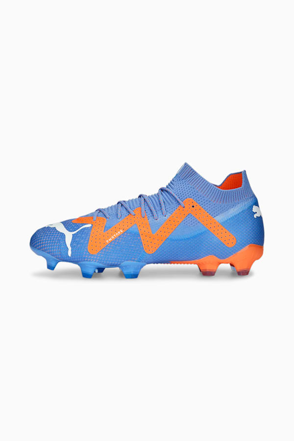 FUTURE ULTIMATE FG/AG Football Boots Unisex, Blue Glimmer-PUMA White-Ultra Orange, extralarge