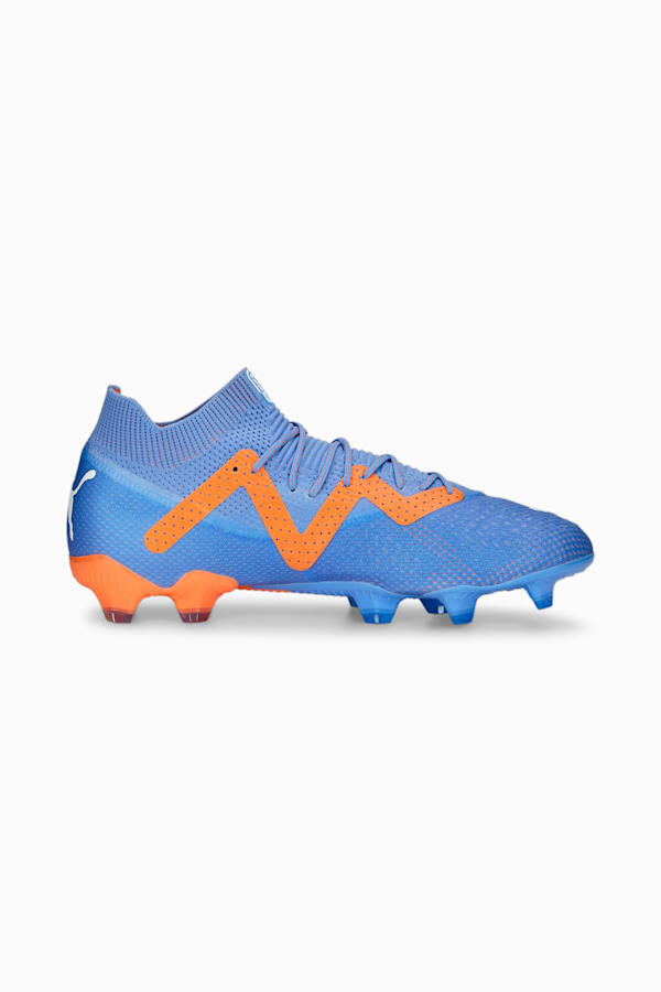 FUTURE ULTIMATE FG/AG Football Boots, Blue Glimmer-PUMA White-Ultra Orange, extralarge