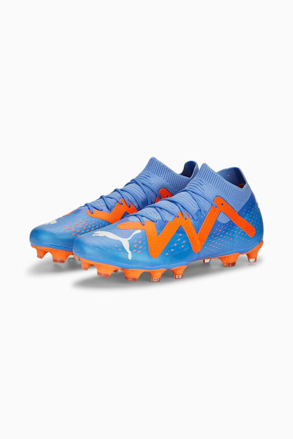 FUTURE Match FG/AG Football Boots, Blue Glimmer-PUMA White-Ultra Orange, extralarge-DFA