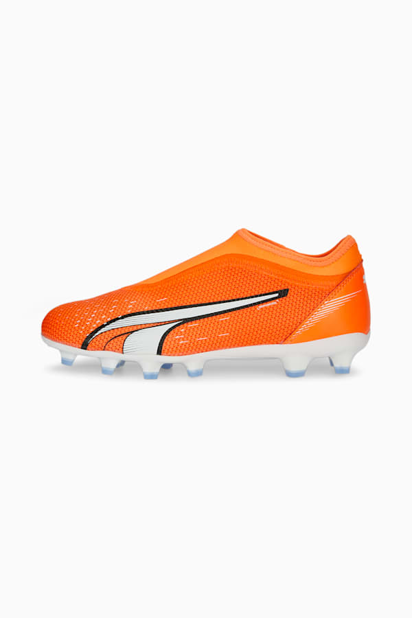 ULTRA Match LL FG/AG Football Boots Youth, Ultra Orange-PUMA White-Blue Glimmer, extralarge