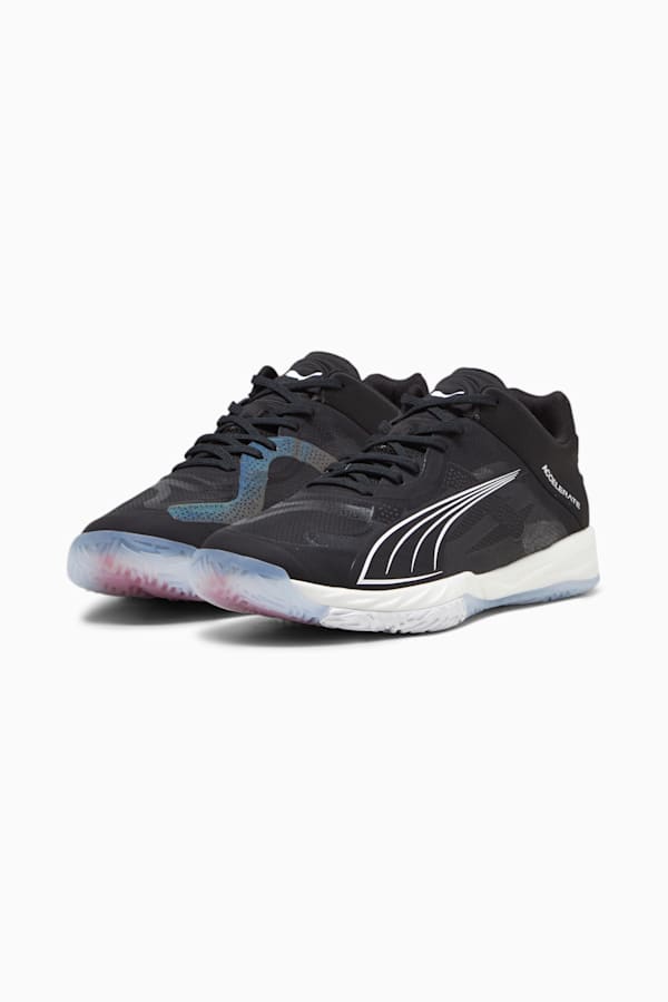 Accelerate NITRO SQD Indoor Sports Shoes, PUMA Black-PUMA White-Nitro Blue-For All Time Red, extralarge-GBR