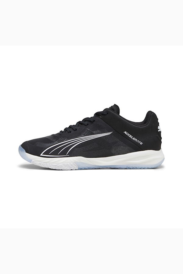 Accelerate NITRO SQD Indoor Sports Shoes, PUMA Black-PUMA White-Nitro Blue-For All Time Red, extralarge-GBR