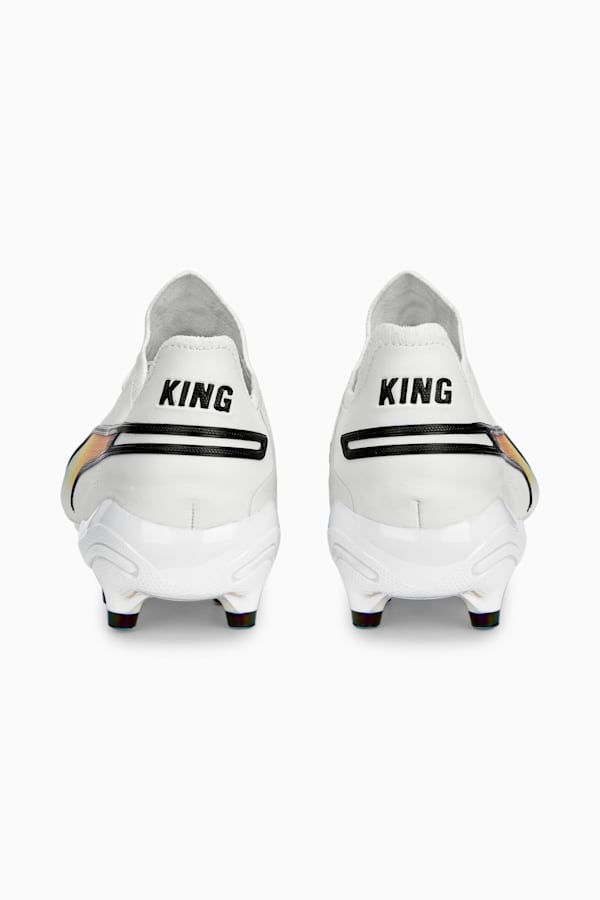 King Ultimate Icon FG/AG Football Boots, PUMA White-PUMA Black-Pelé Yellow-Rickie Orange, extralarge