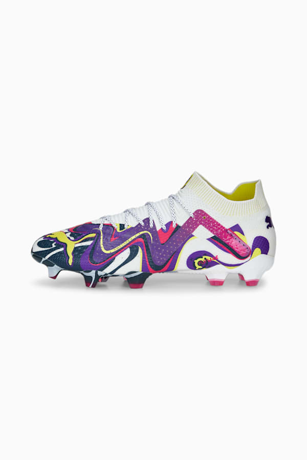 FUTURE ULTIMATE CREATIVITY FG/AG Football Boots, PUMA White-Team Violet-Fluro Yellow Pes, extralarge