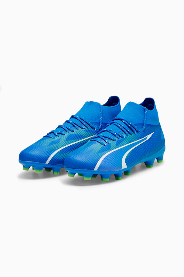 ULTRA PRO FG/AG Youth Football Boots, Ultra Blue-PUMA White-Pro Green, extralarge