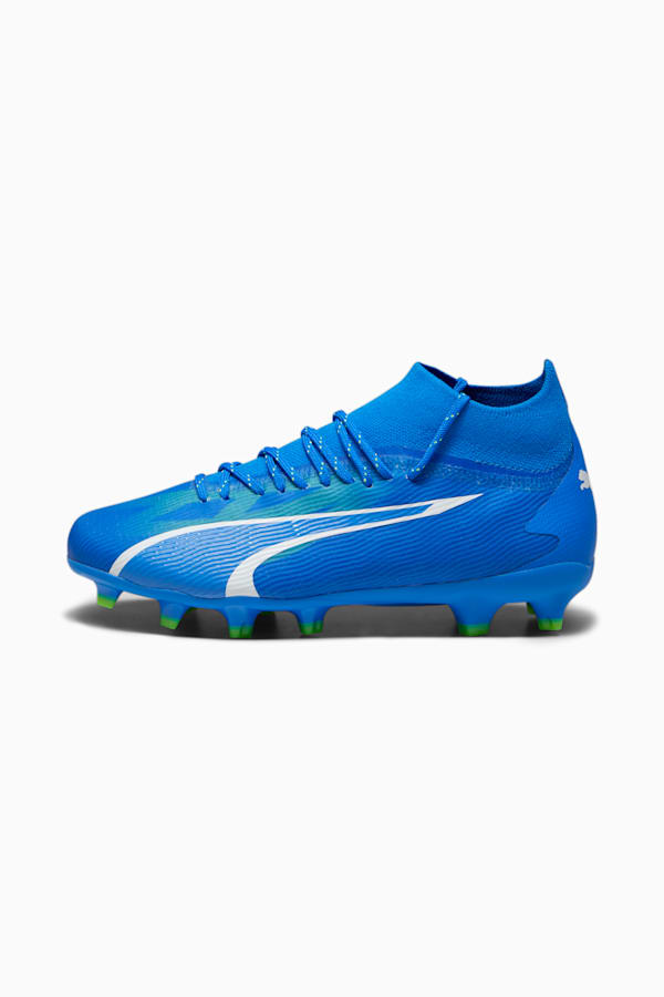 ULTRA PRO FG/AG Youth Football Boots, Ultra Blue-PUMA White-Pro Green, extralarge