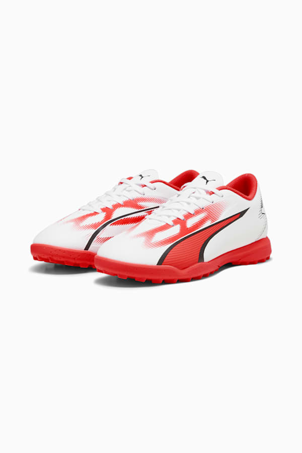 ULTRA PLAY TT Youth Football Boots, PUMA White-PUMA Black-Fire Orchid, extralarge